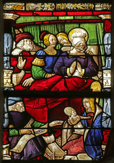 Vidriera que representa el Nacimiento de San Juan Bautista de French School